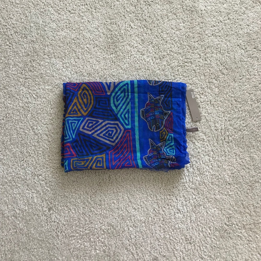 MIR blue geometric animal print scarf
